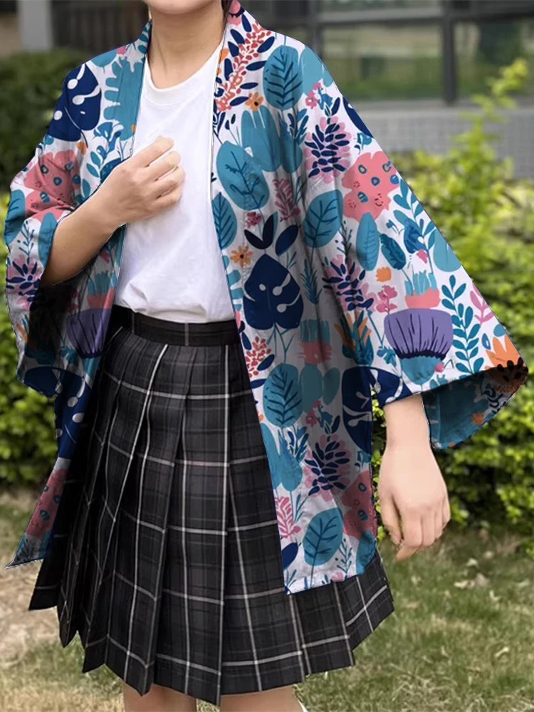 Beach Holiday Sun Cardigan Japanese Traditional Printed Kimono Summer Holiday Casual Kimono Cardigan Fabric Soft Comfortable