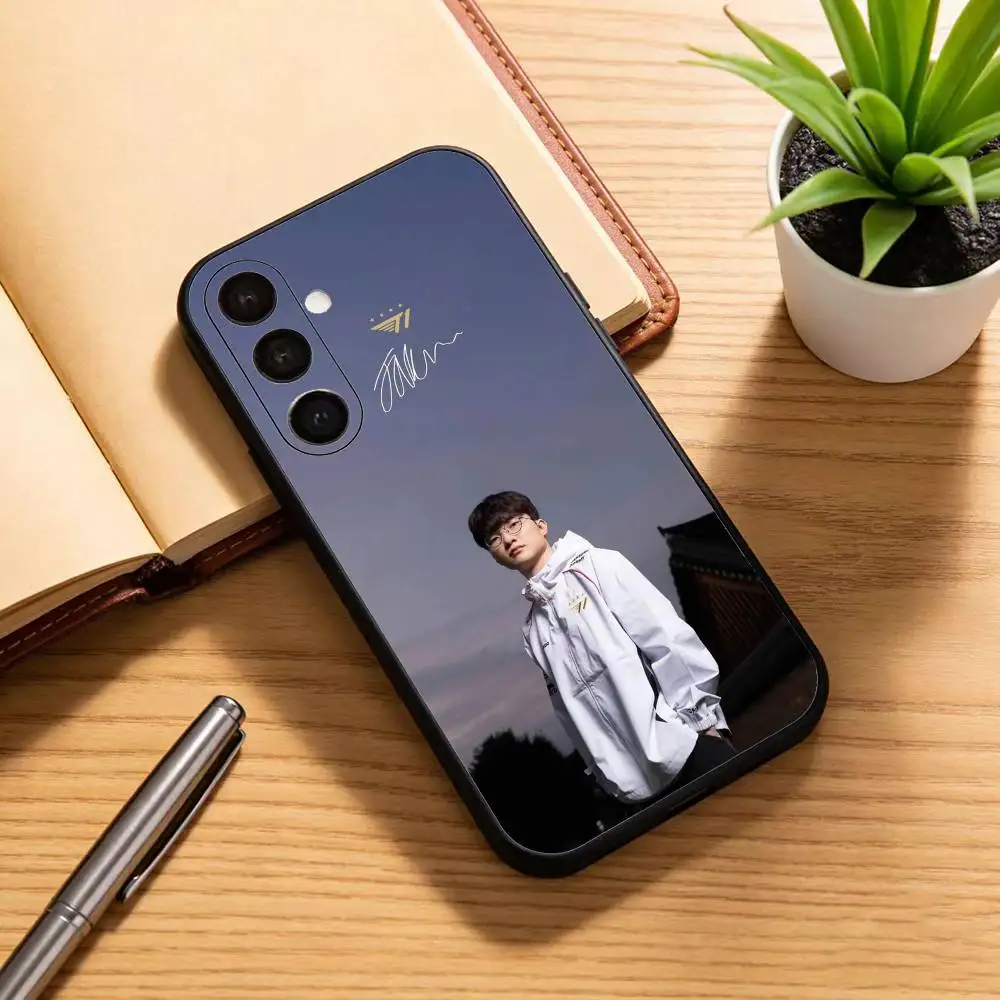 حافظة هاتف S-SKT T1 F-Faker لهاتف سامسونج جالاكسي A13,21s,22,31,32,52,53,71,72,73,غطاء أسود ناعم