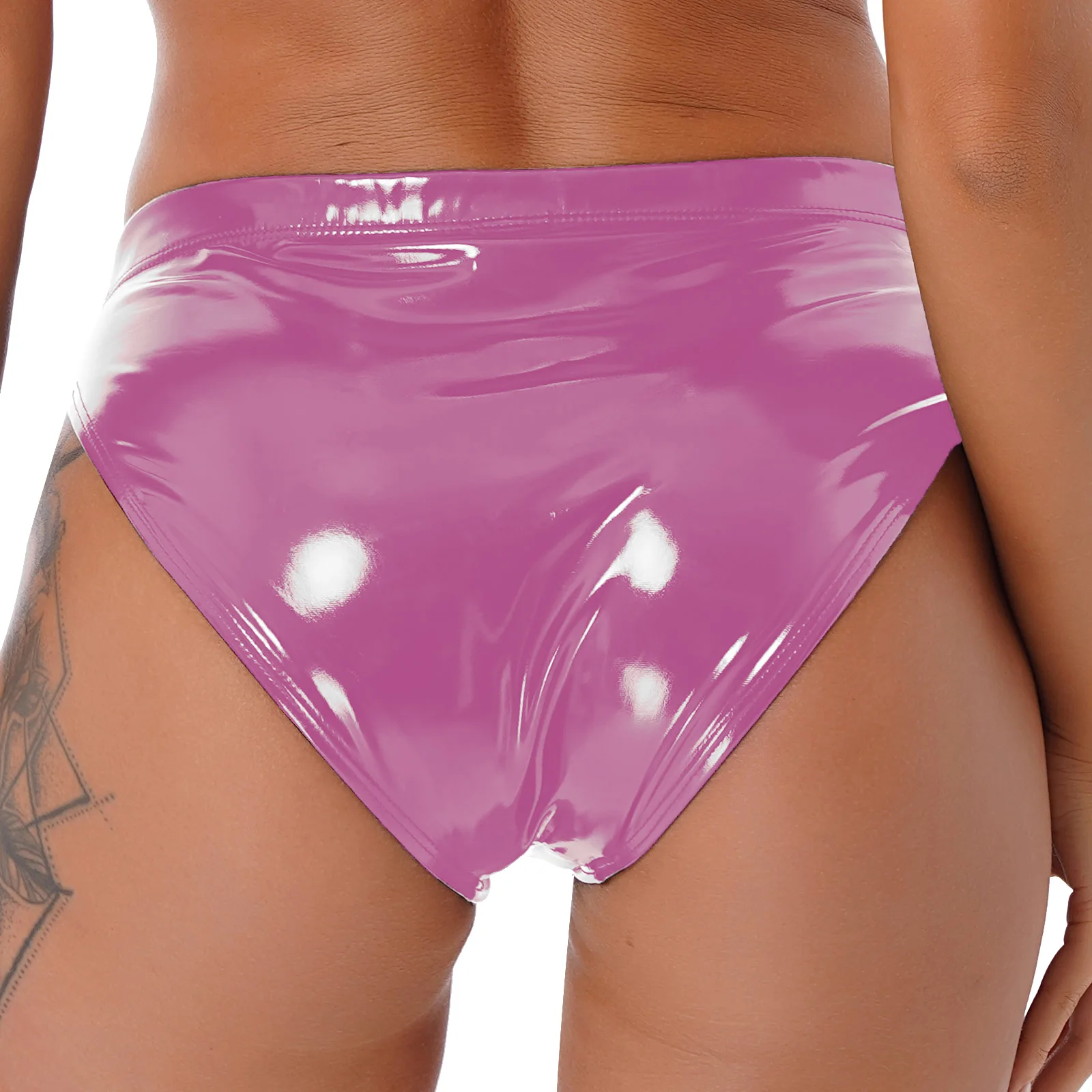 Womens Wet Look Patent Leather Briefs Underwear Underpants Rave Party Club Dancing Performance Elastic Waistband Panties