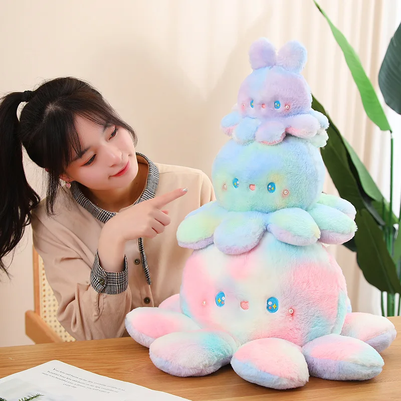 

Flip Multi-color Octopus Bunny Doll Plush Toy Cartoon Cosplay Animal Stuffed Plushie Peluche Creative Birthday Gift