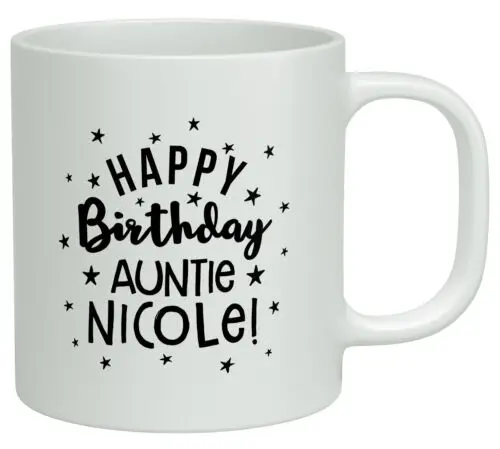 Personalised Happy Birthday Auntie White 10oz Novelty Gift Mug Cup