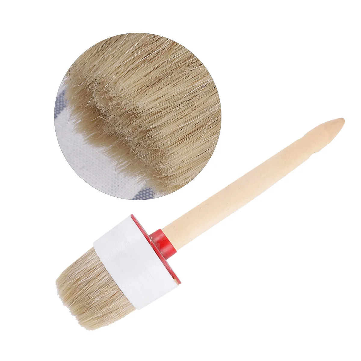 50Mm Round Head Natural Bristle Paint Brush for Touchup Painting Car Wash Dusting Industrial Use Multi-Purpose Art Kitchen Tool