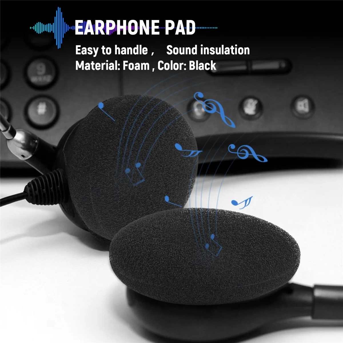4 pares de fundas de almohadillas de repuesto para auriculares de 55 mm, color negro