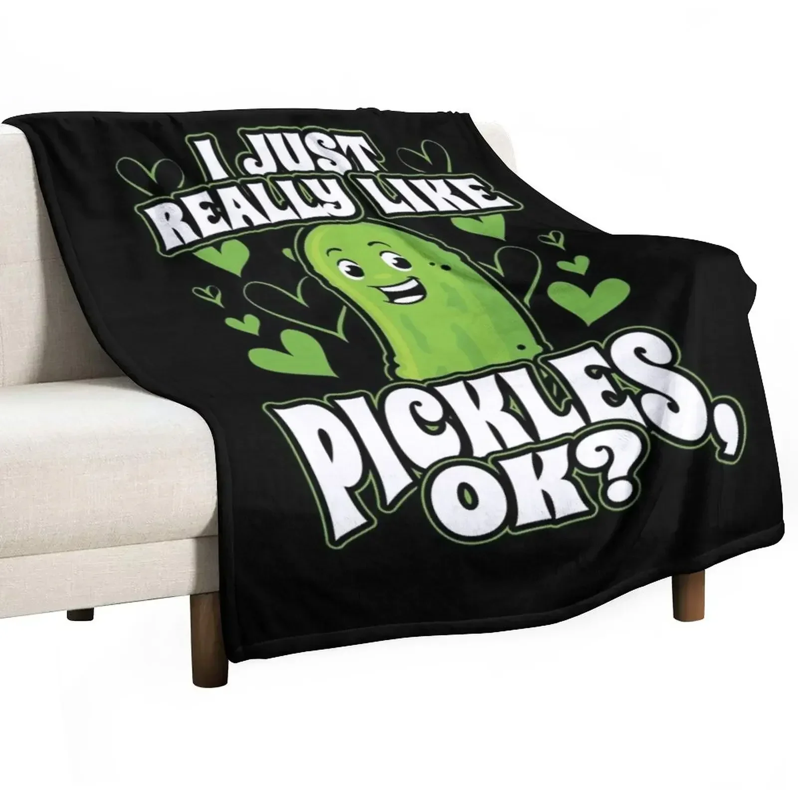 

I Just Really Like Pickles OK Throw Blanket Soft Plush Plaid Hairy Blankets