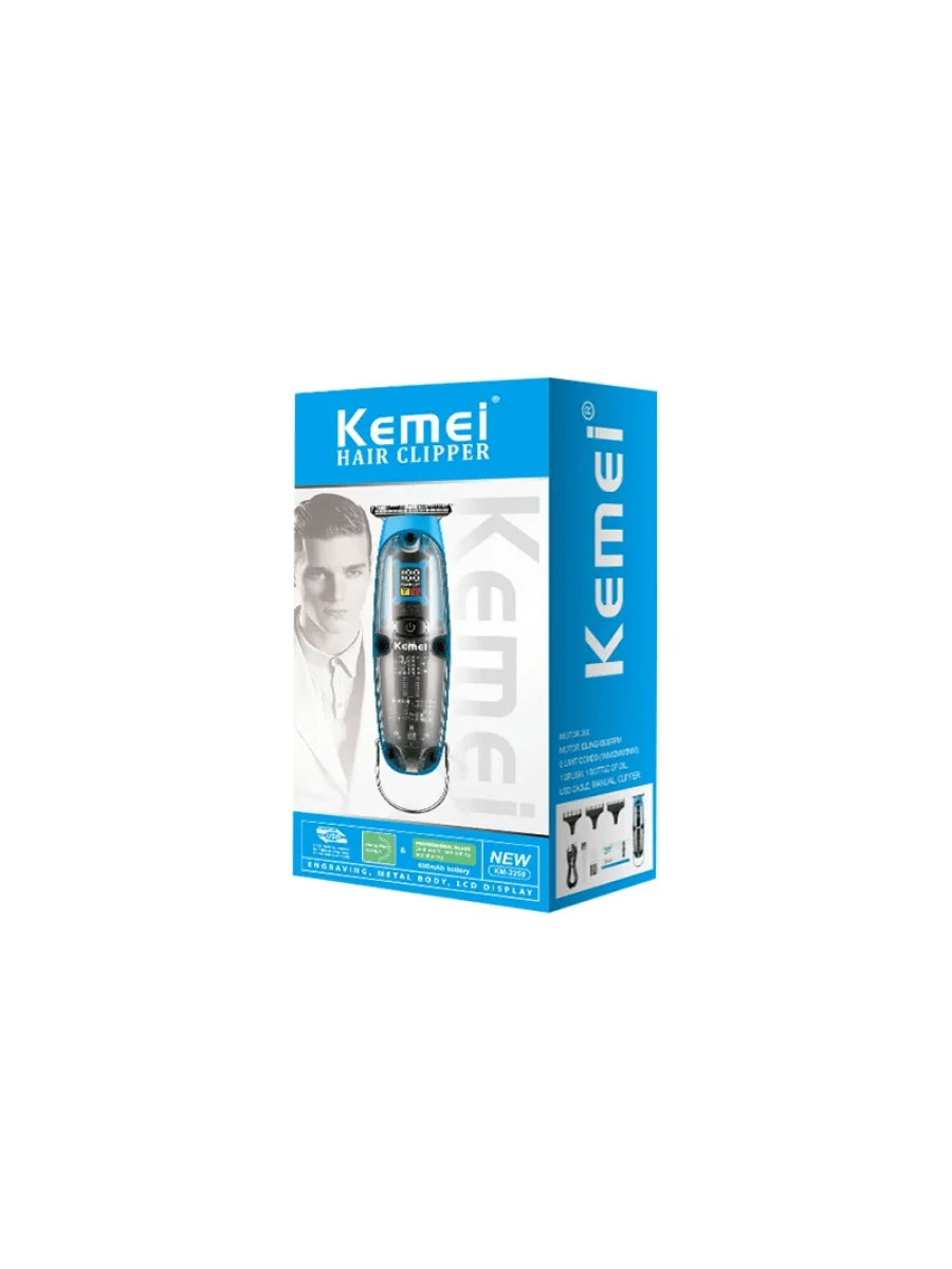 KEMEI New Arrival Professional Electric Clipper Km-2258 Transparent Fuselage Cordless Electric Cutter Clippers Trimmer