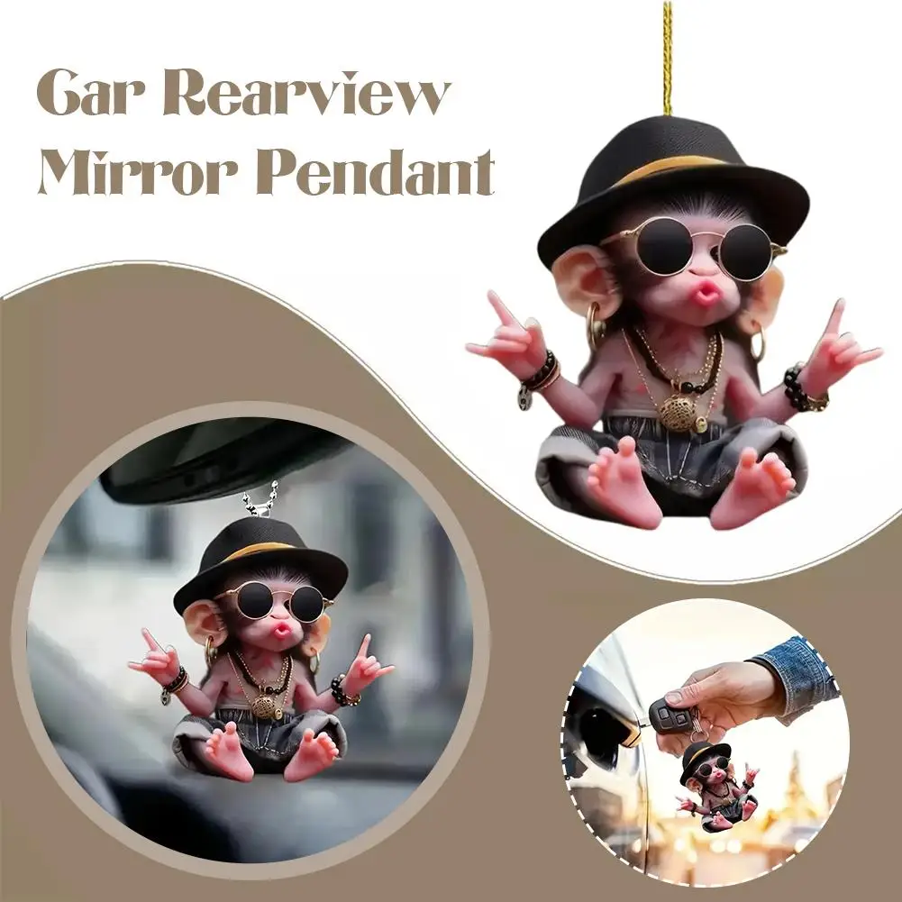 New Arrive Acrylic Monkey Pendant Personalized Decor Pendant Christmas Monkey Pendant Acrylic Ornament for Car Cartoon Xmas Tree