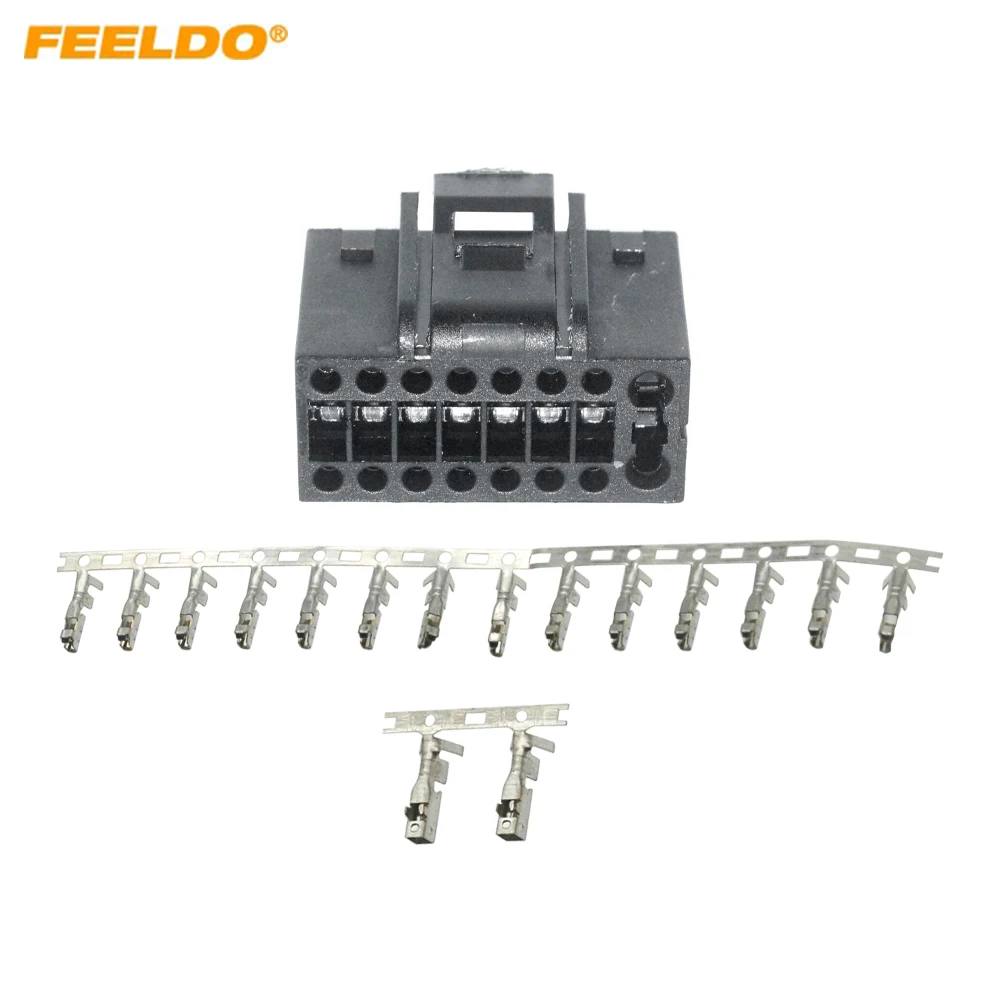 FEELDO Car Audio CD player Connector 16pcs Terminal 16 Pins Socket for Chevrolet Chery Landwind Fashion CD/DVD DIY Plug Changer