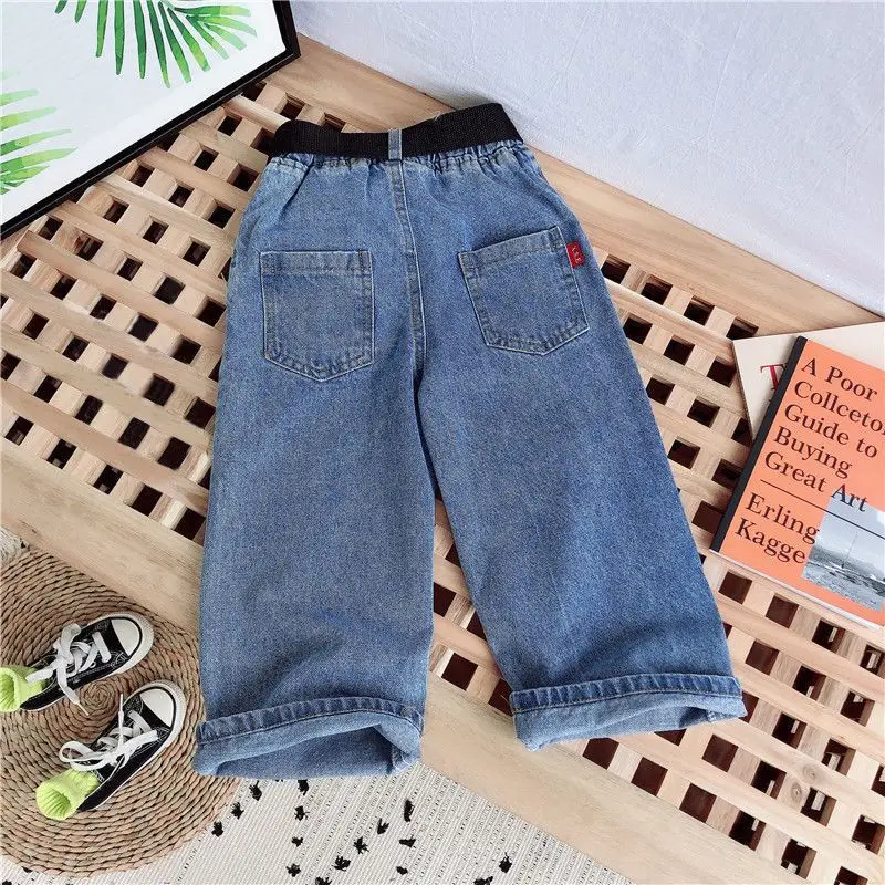 Girls' Baby Jeans Spring and Autumn New Korean Edition Children's Loose Casual Pants for Outer Wear