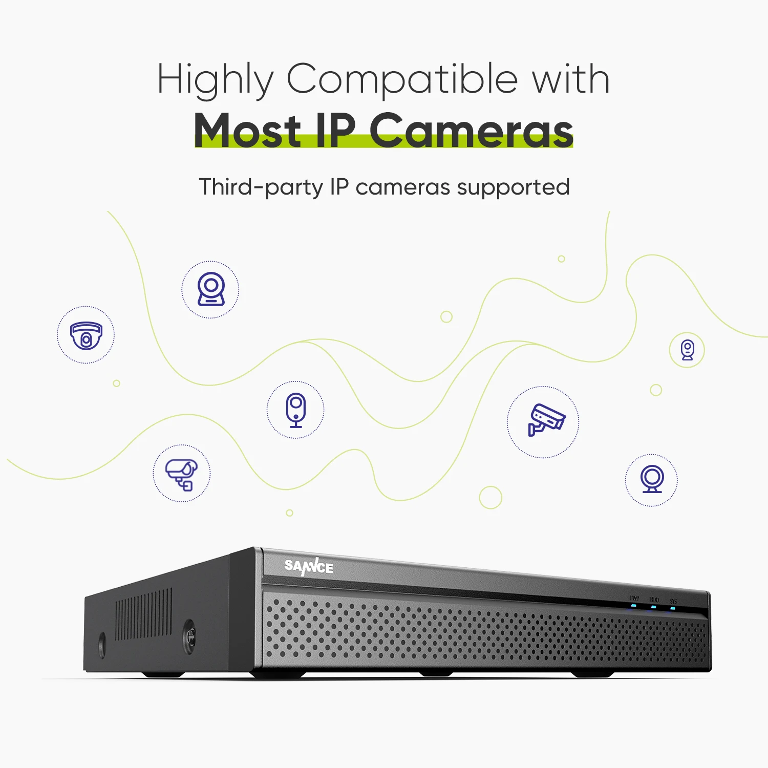 SANNCE 8MP FHD PoE Network Video Security System 8MP CCTV Security Camera NVR System Supports 8MP 5MP 3MP 1080P PoE IP Camera