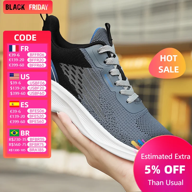 2024 Spring and autumn sports shoes men's shoes large size new mesh breathable running shoes Light and comfortable running shoes