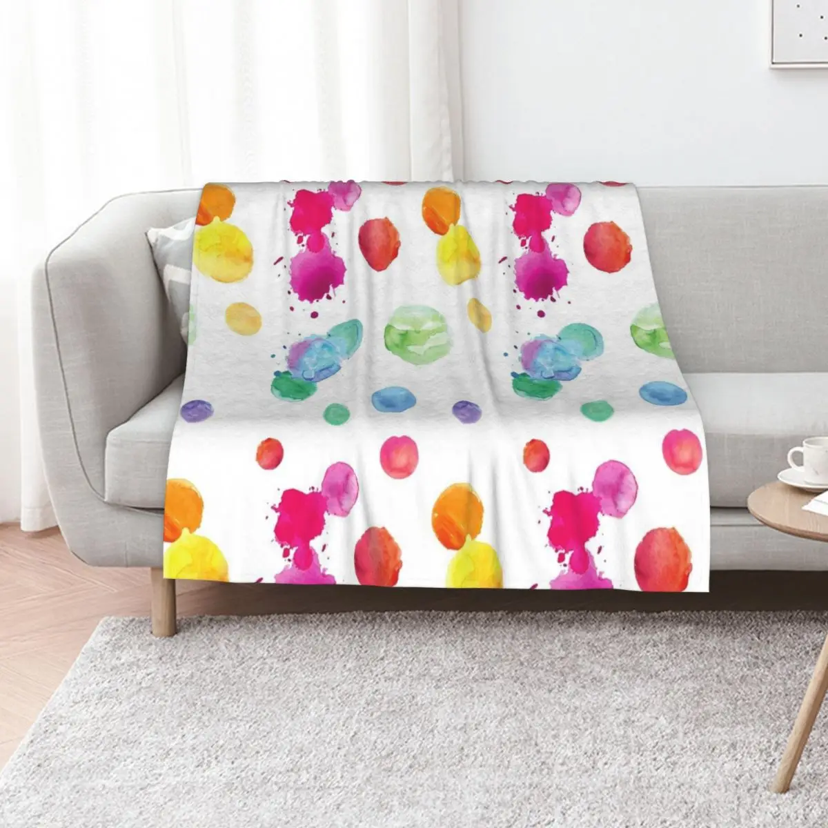 Artist Palette Polka Dot - Multicolor - White background Throw Blanket Comforter cosplay anime Bed For Sofa Thin Kid'S Blankets