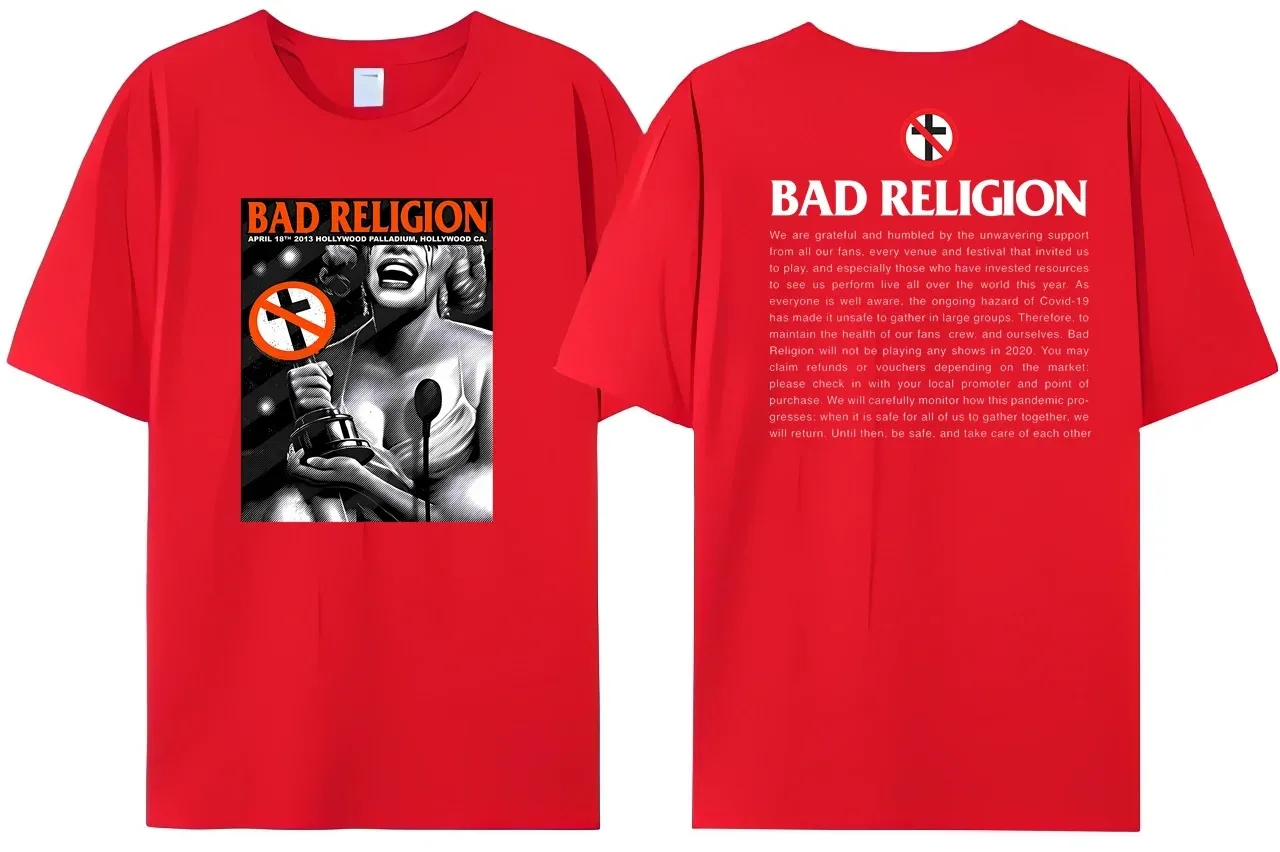 2024 Bad Religion T-Shirt Summer Cotton Fashion Short Sleeve  Men\'s Women\'s Short Sleeve Bad Nun Reversible Printed Tee