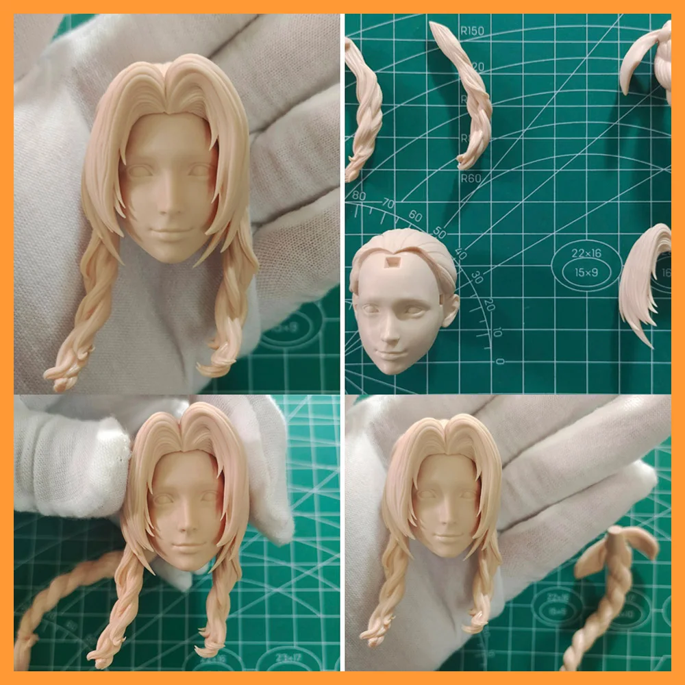 

【15 days made】White Model Head Carving 1/12 1/6 Alice Unpainted Head Sculpture for 6in/12in Action Figure Body Model