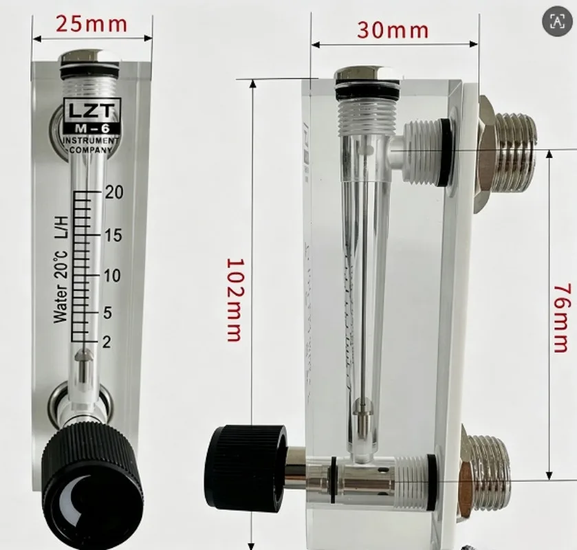 LZT-6T PMMA Panel Rotameter gas flowmeter liquid flowmeter 1/4