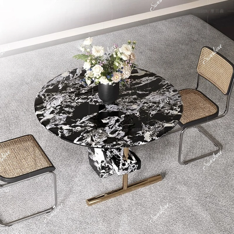 

Design creative light luxury small apartment round dining table household high sense