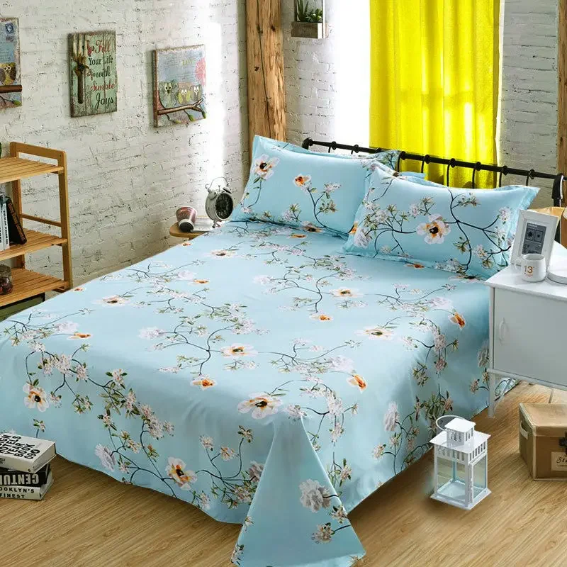 1Pcs Bed Sheet Home Textile Modern Polyester Cotton Flat Sheets Bed Linens Single Queen King Size Bedspread(No Pillow Covers)