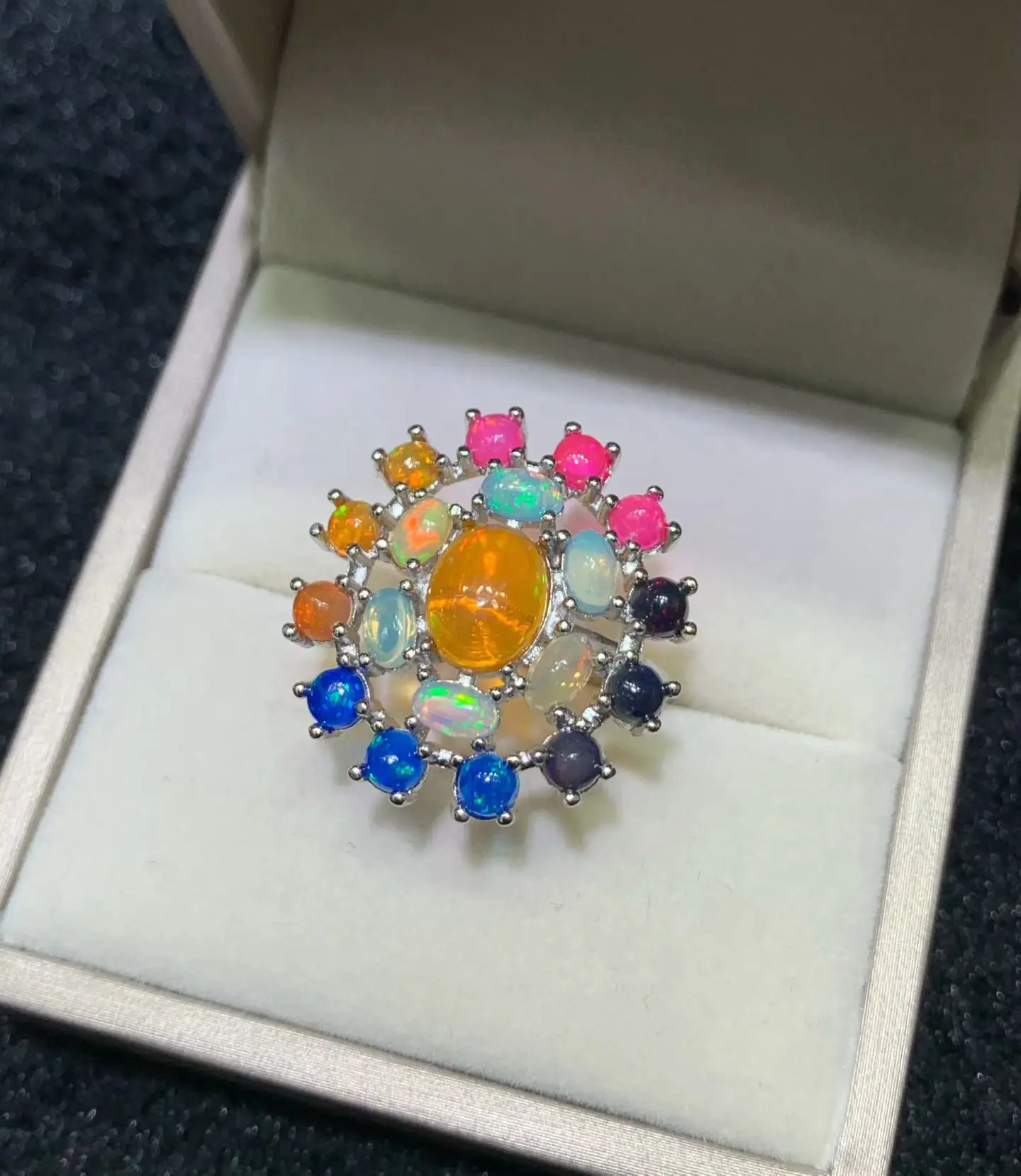 Elegant Natural Opal Rings Sterling 925 Silver Multi Color for Women Birthday Party Fine Jewelry October Birthstone - view 2