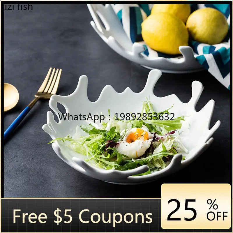 

Creative White Irregular Ceramic Plate Salad Dessert Coral Plate Household Tableware Set Dinner Dish Kitchen Utensils Porcelain