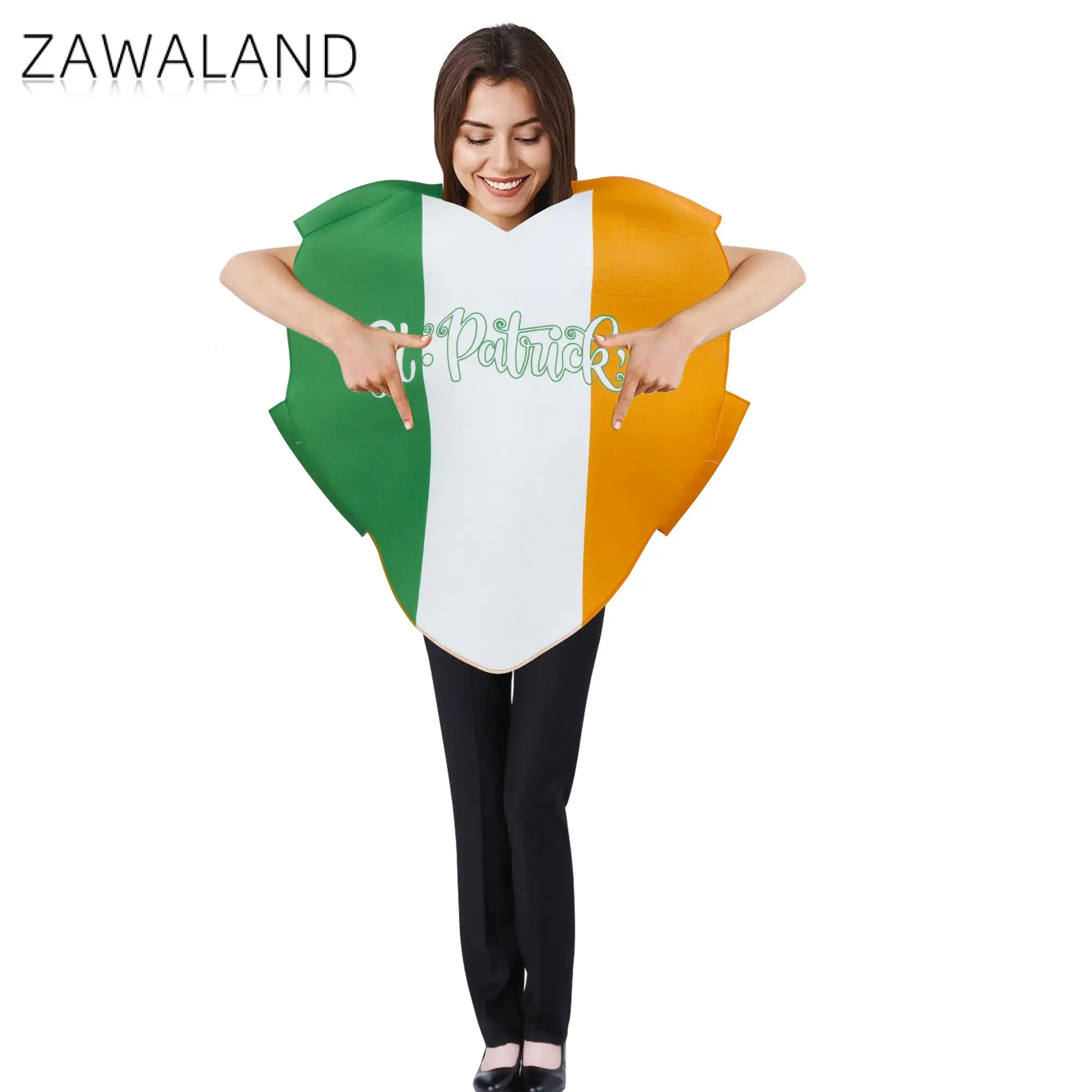 Zawaland St. Patrick's Day Peer Sponge Men Women Costumes Funny Cosplay Clothes Irlend Flag Printing Suits Carnival Holiday Wear