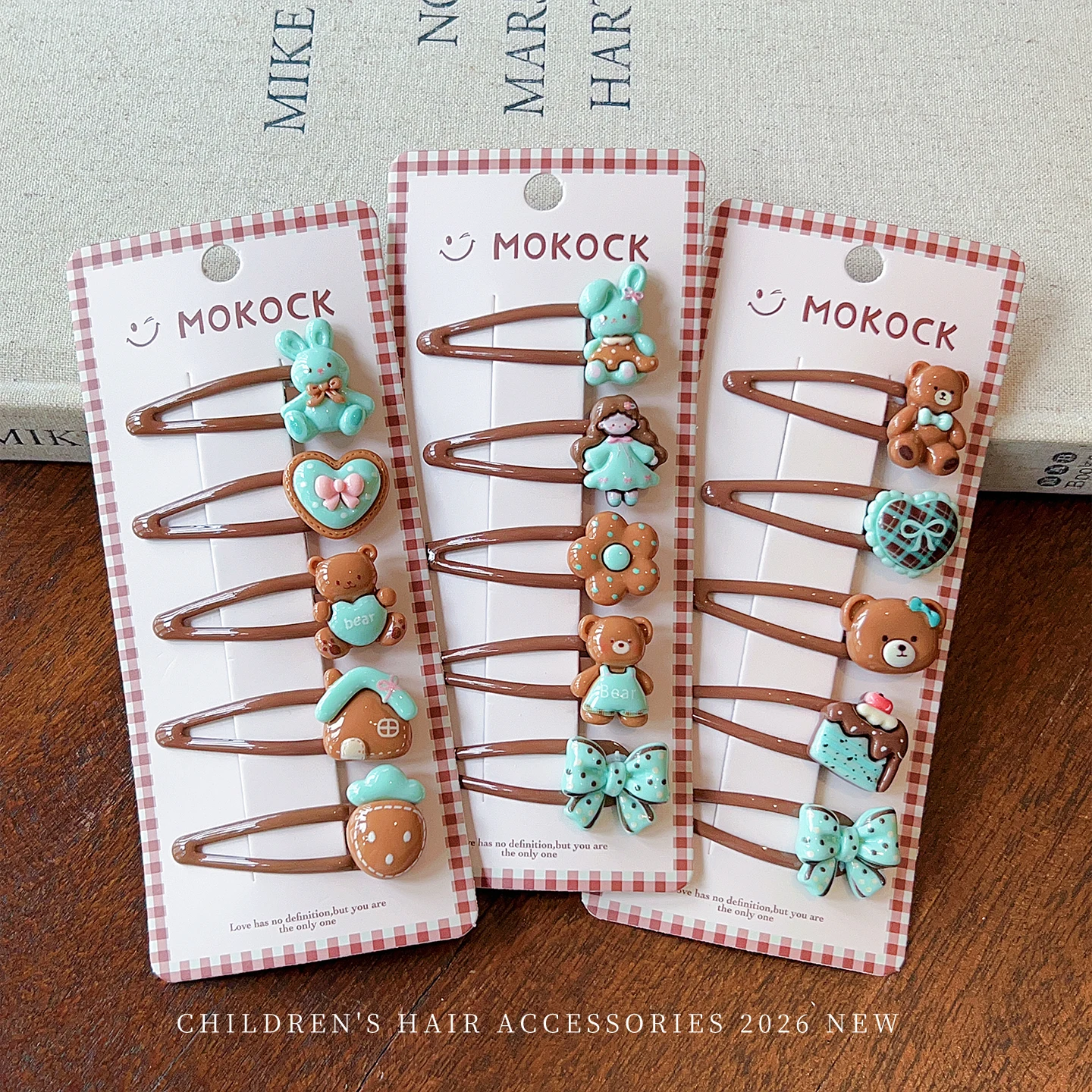 5 Stück Harz-Haarspangen mit Cartoon-Bären- und Hasenmotiven, Braun Bemalte Blumen-Haarklammern für Babys, Mädchen, Kinder und Frauen, Haaraccessoires – Detail 3