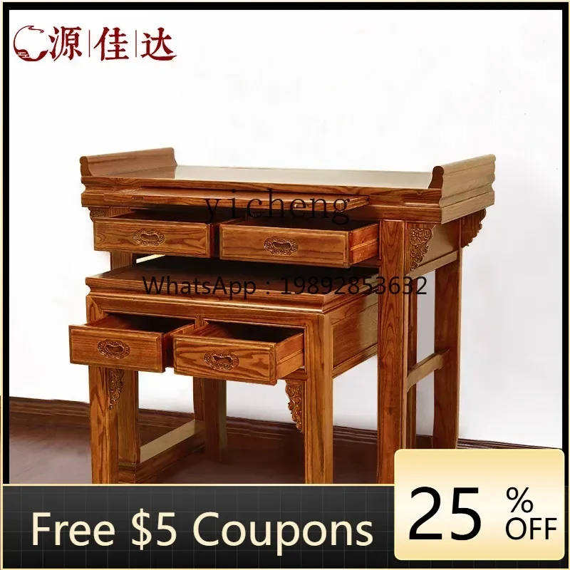 Chinese solid wood Buddha table Buddhist niche offering table incense case Buddhist table household modern simple