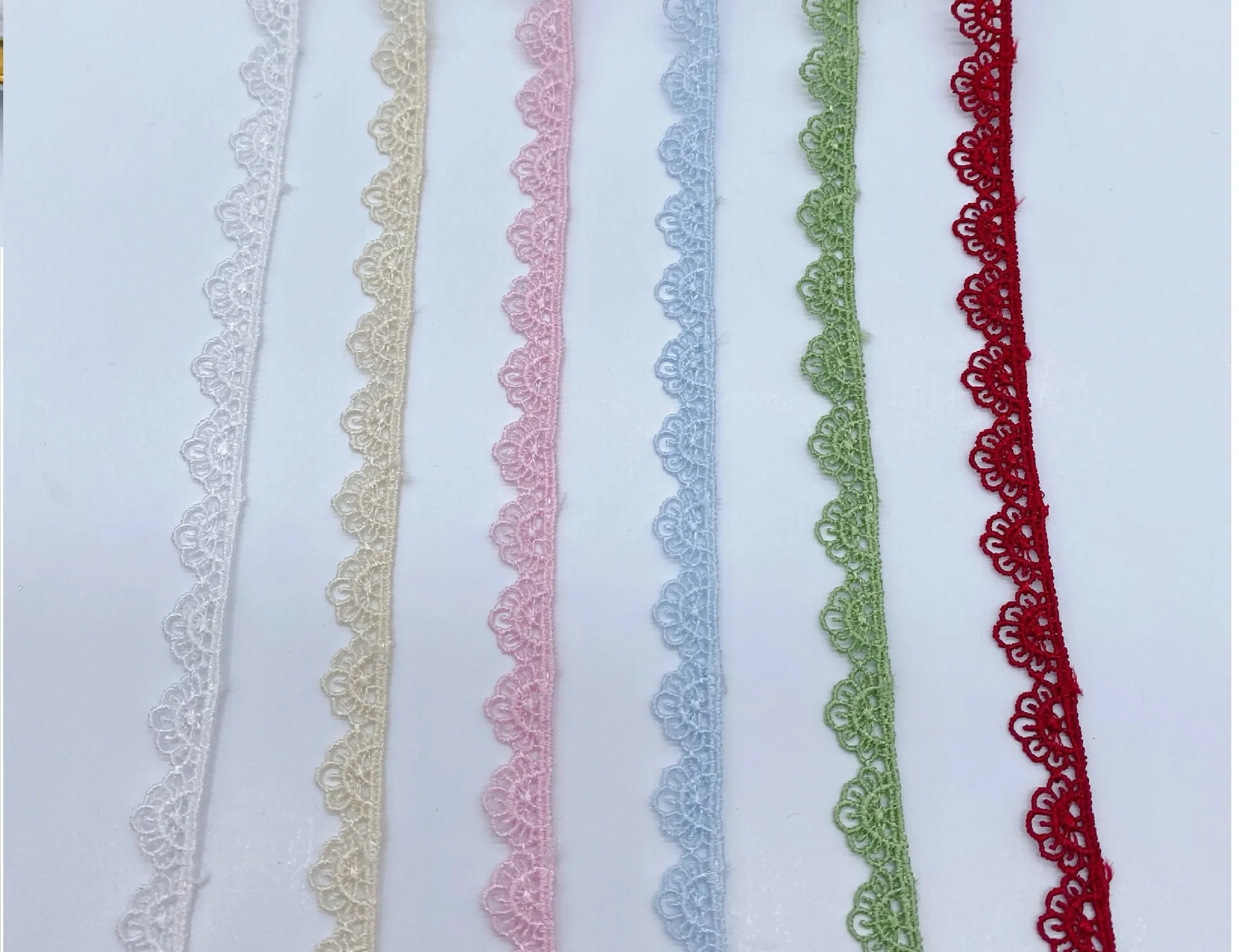 5Yards Lolita Lace Multicoloured Polyester Ribbon Barcode Computer Embroidery Water-Soluble Multicoloured Lace Single-Sided Trim