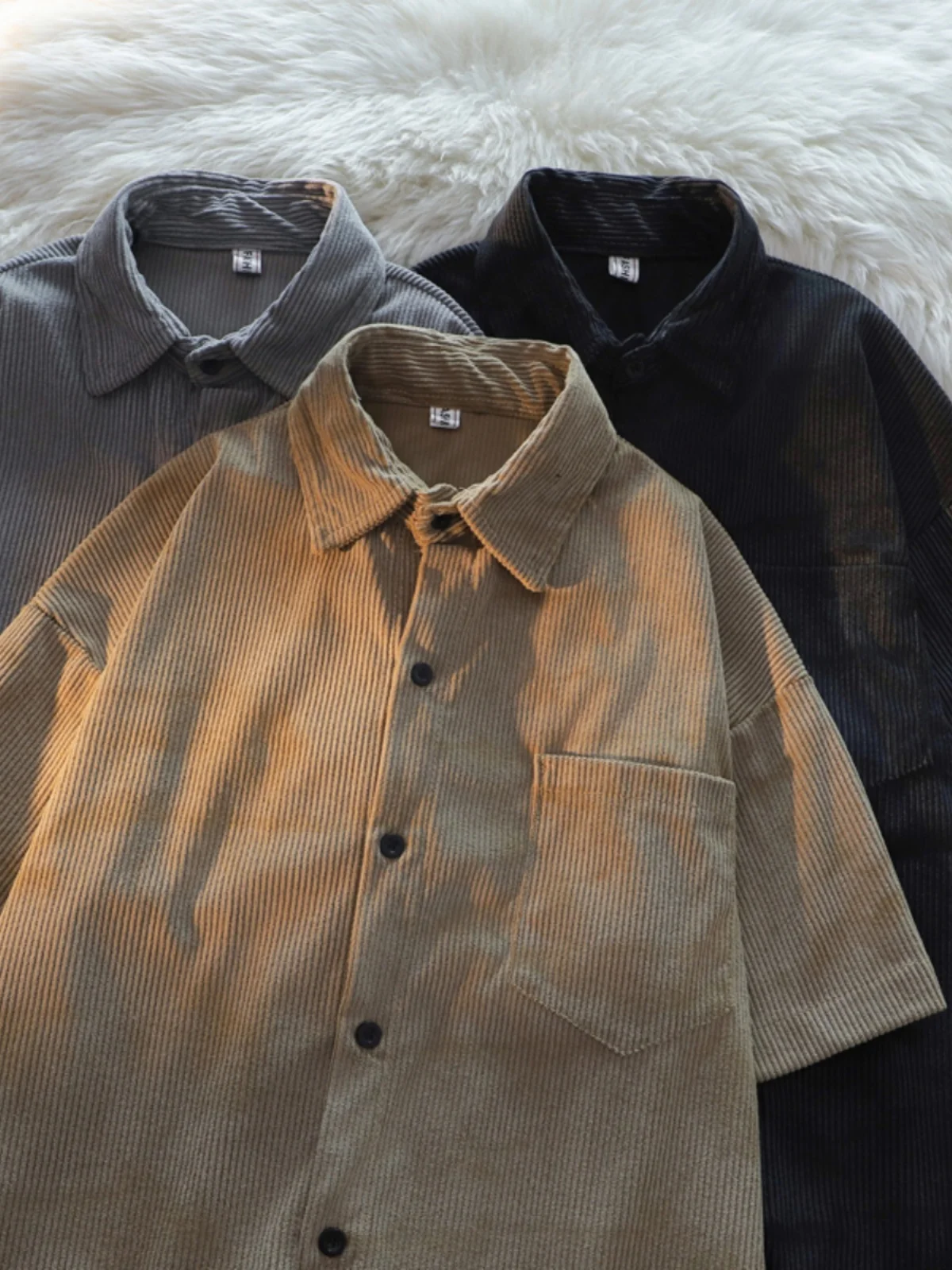 

Мужская летняя тонкая вельветовая свободная куртка в стиле оверсайз, универсальная, для пар, в американском стиле, из Гонконга