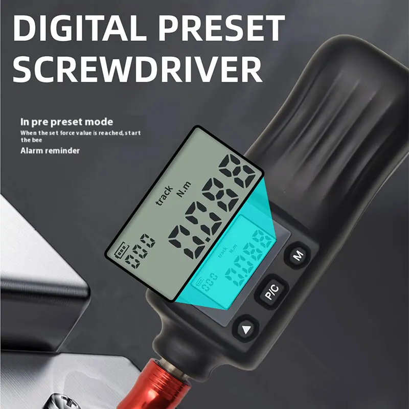 ALIYIQI 1/4'' Electrician Digital Preset Torque Driver Screwdriver Adjustable Torsional 0.5n to 8n Torque Wrench 10pcs Bit Head