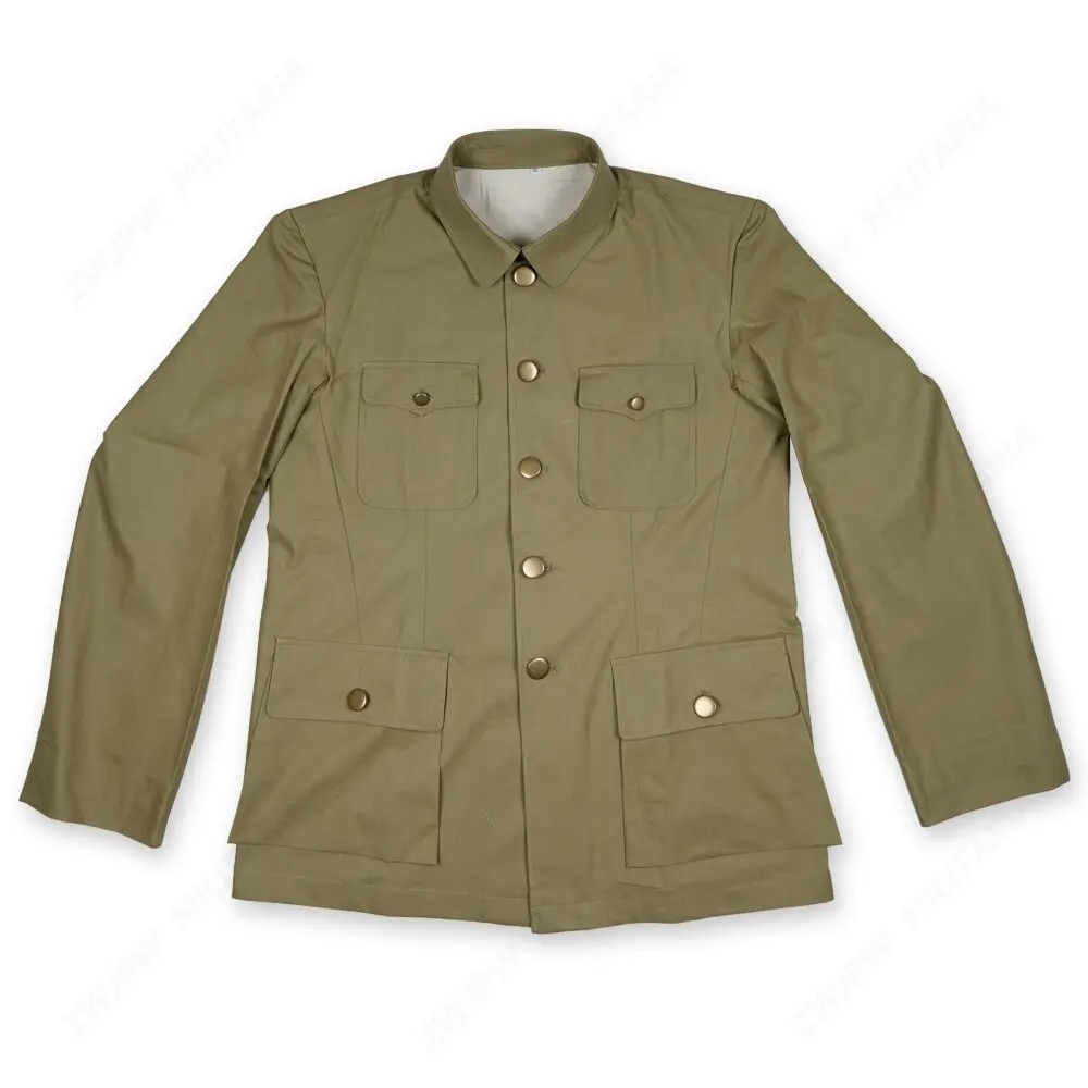 World  War Two MEN UNIFORM TYPE CHINESE SUIT Officers Of The Anti - Japanese  Grass Green  CNJacket Copy Film Export Pure Cotton