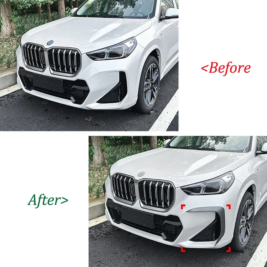 For BMW X1 U11 M Sport 2023+ Front Bumper Splitters Spoiler Diffuser Air Vent Intake Sticker Cover Trim Body Kit Car Accessories