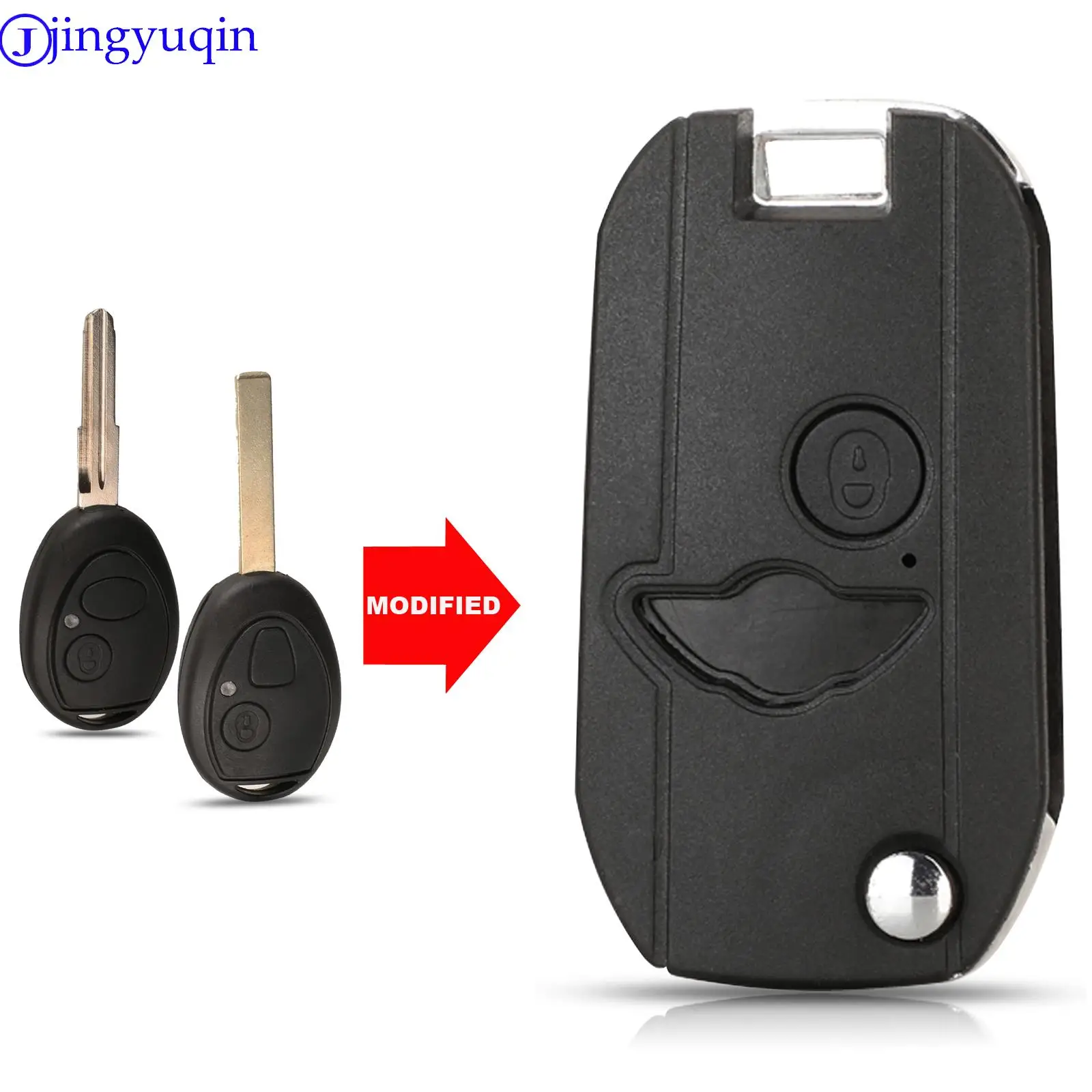 jingyuqin Modified 2 Buttons Car Key Shell for MG BMW Mini Cooper R53 R50 S for Land Rover 75 Z3 Z4 X3 X5 e46 e39 e36 e34