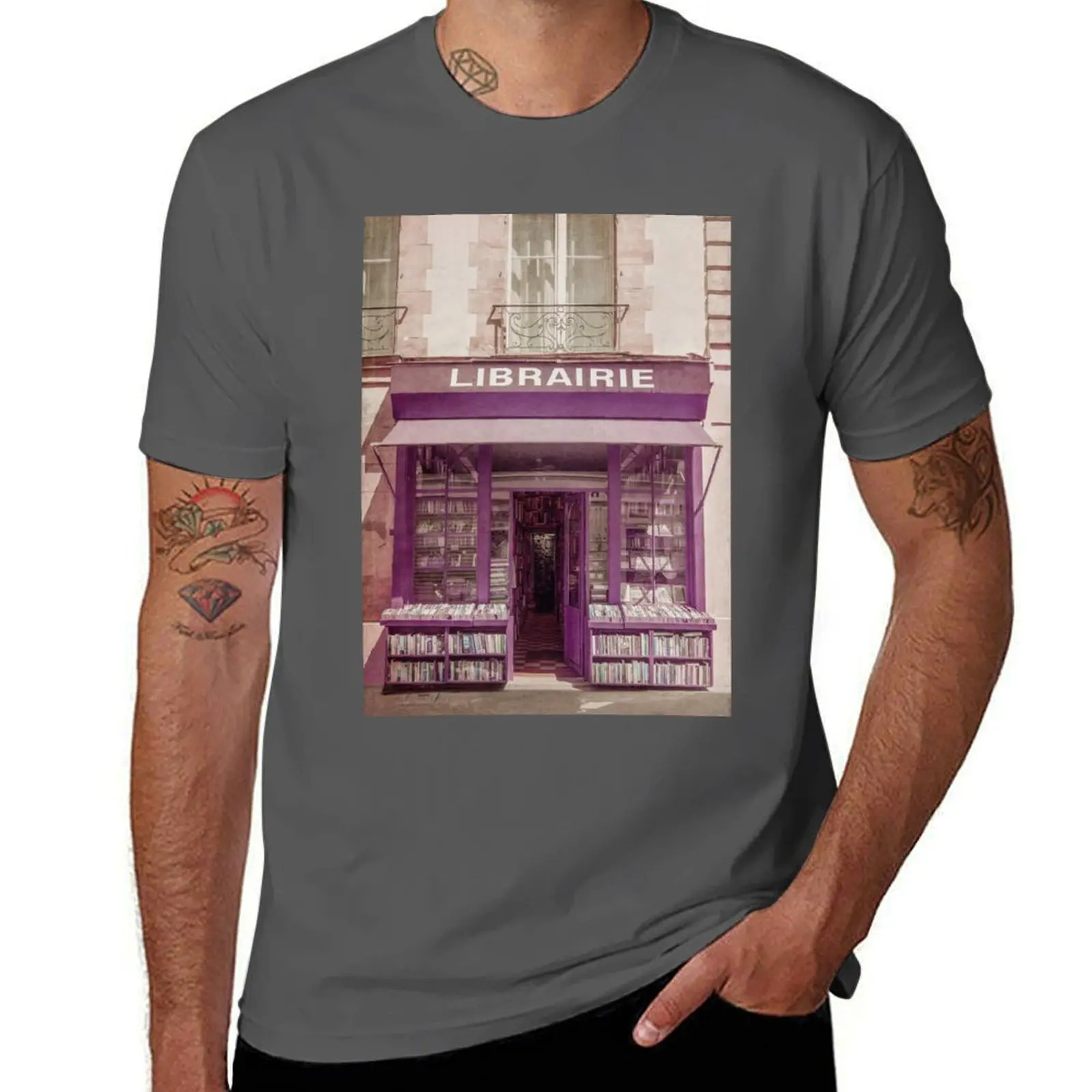 

Purple Bookstore, Paris T-Shirt Christmas Theme Tee Top