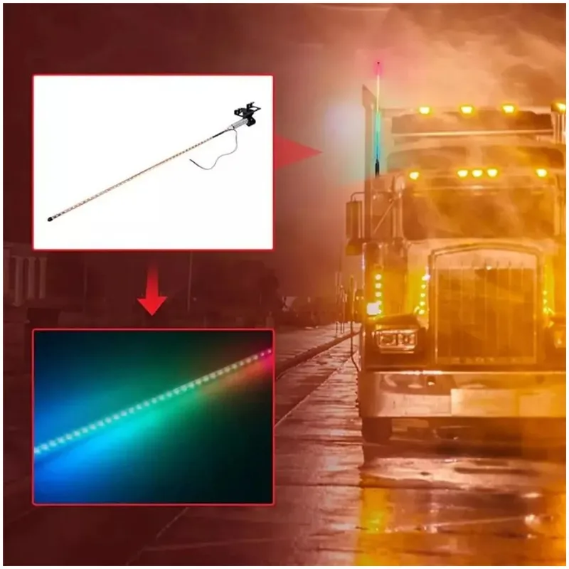 Car Antenna Lights 12-24V Auto Directional Indicator Lights LED Car Whip Lights Flagpole Antenna Rgbwhips for Truck Antena Stick - Image 6