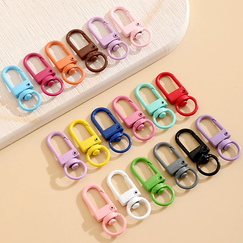 10/30/50Pcs/Lot Colorful Alloy Snap Lobster Clasp Hooks Keychain Findings for DIY Jewelry Making Key Ring Accessories Wholesale