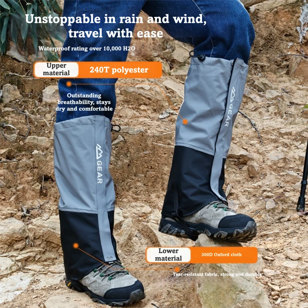 

1 Pair Waterproof Leg Warmers Adjustable Thickened Foot Cover Windproof Wear-resistant Legs Protection Cover