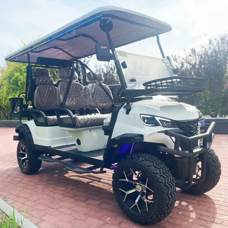 Off-Road 6 Seater Electric Golf Cart 60V 72V 5000W Powerful Off-Road Car Sound Bar Three-Point Seat Belt Custom LED Light Strips