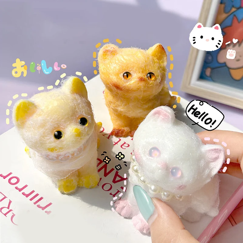 Cartoon Kawaii Gatti di peluche Giocattolo a rimbalzo lento Creativo Soft Feel Pizzicare la punta delle dita Giocattolo per bambini Giocattolo antistress Regalo per ragazza carina