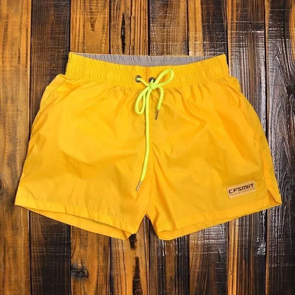 Summer New Mens Solid Color Sports Shorts Fashion Trend Leisure Loose Simple Quick-Drying Breathable Seaside Vacation Men Bottom