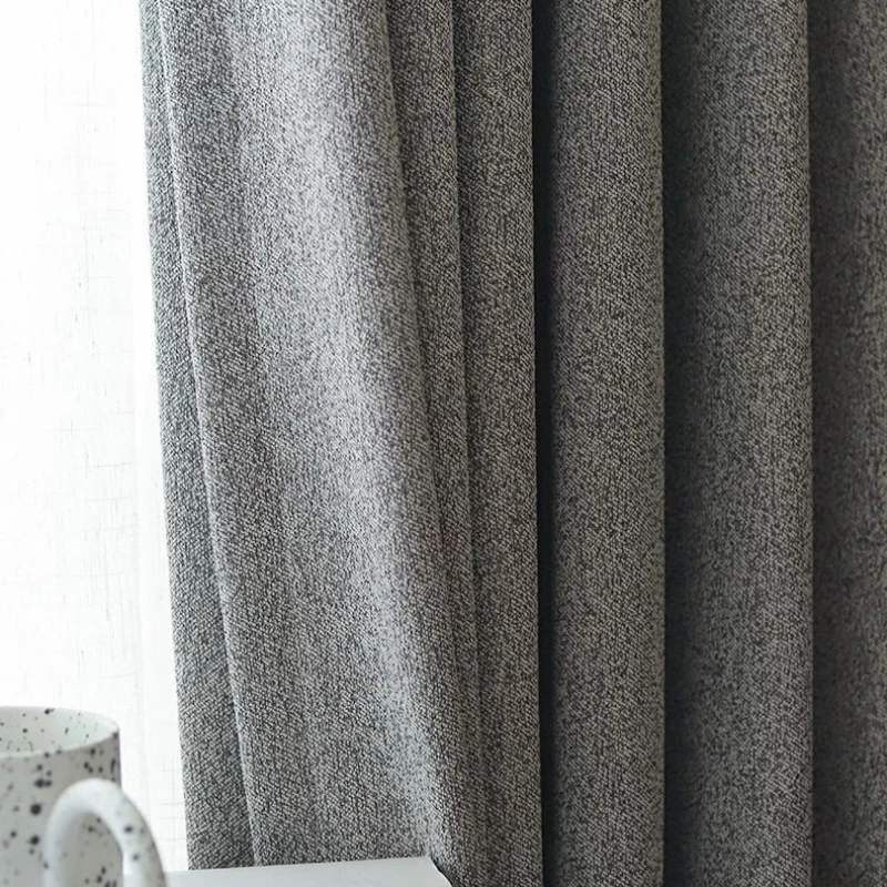 Cotton and Linen Simple Italian Style Retro Blackout Custom Size Fashion Thick Curtains for Living Dining Room Bedroom Thick