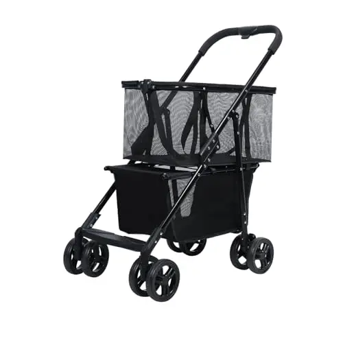 Shopping Cart Collapsible Utility Trolley Cart Organizer Serving Cart Detachable Carry Bag with Wheels Stroller