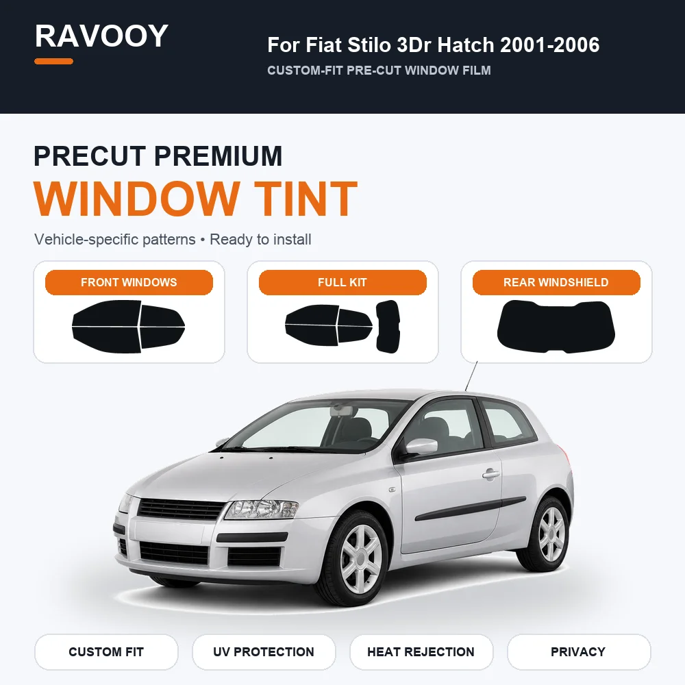 Premium Precut Window Tint Kit Front Rear Windows Rear Windshield For Fiat Stilo 3Dr Hatch 2001-2006 Car Solar Nano Ceramic Film