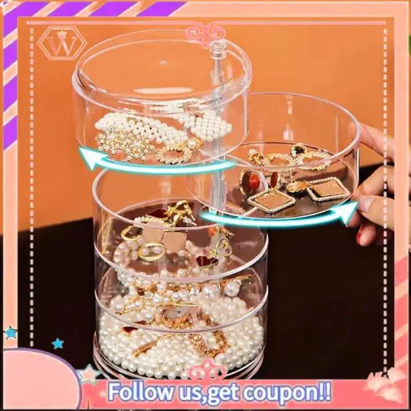 

Upgraded Five-Layer 360 Degree Rotating Jewelry Storage Box Transparent Jewelry Boxes For Ear Studs Necklaces Bracelets Headband