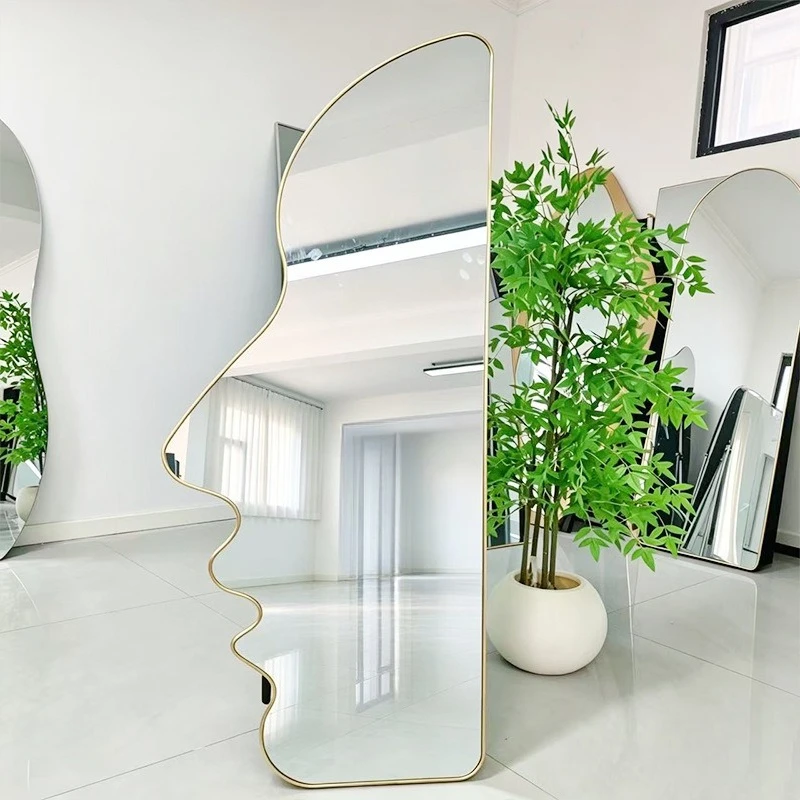 Irregular Full-Length Mirror – Artistic Wall-Mounted or Leaning Mirror, Unique Shape for Bedroom & Living Room Decor