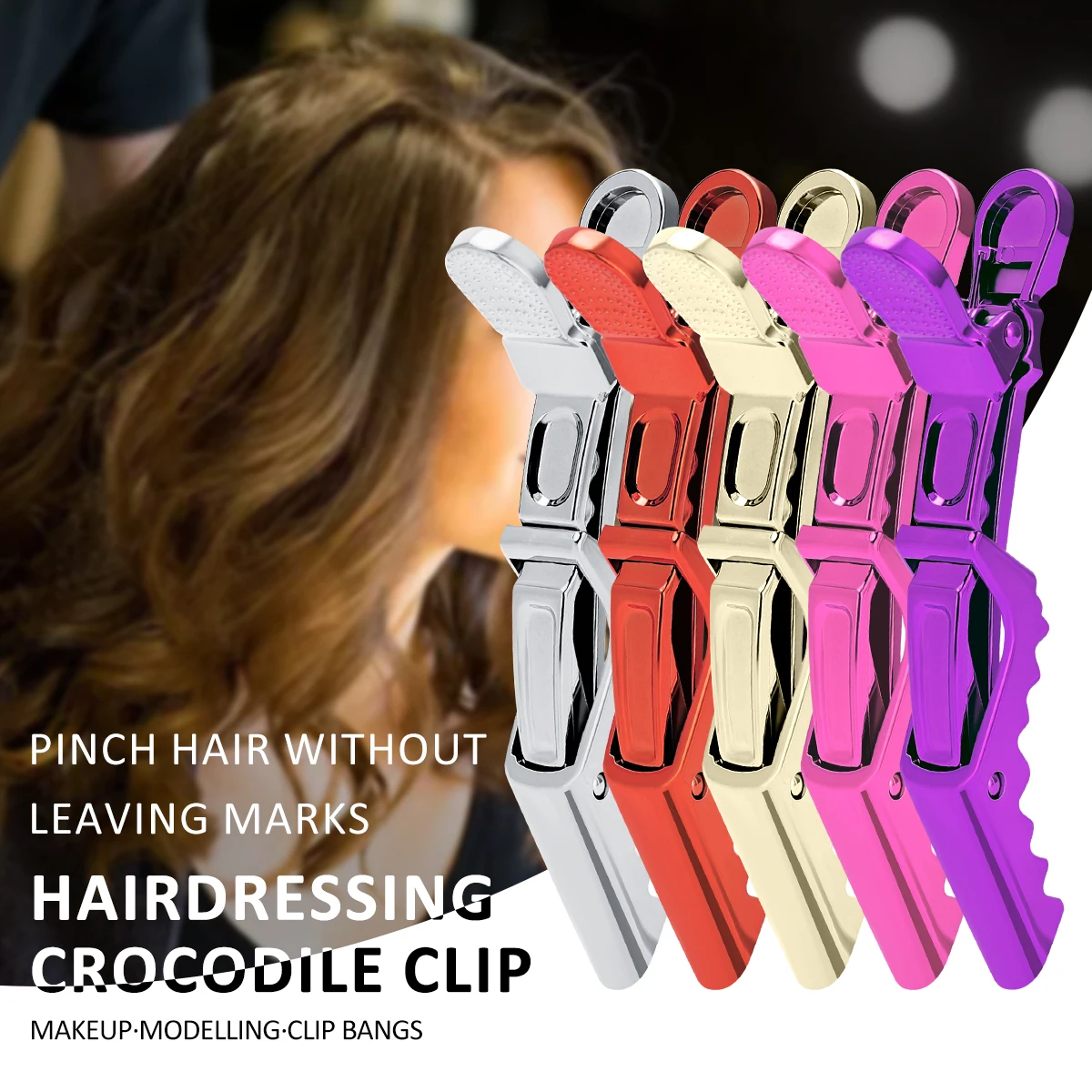 6pcs/lot Golden Plastic Hair Clip Hairdressing Hairpin Hair Accessories Clamps Claw Section Alligator Clips Barber Styling Tools