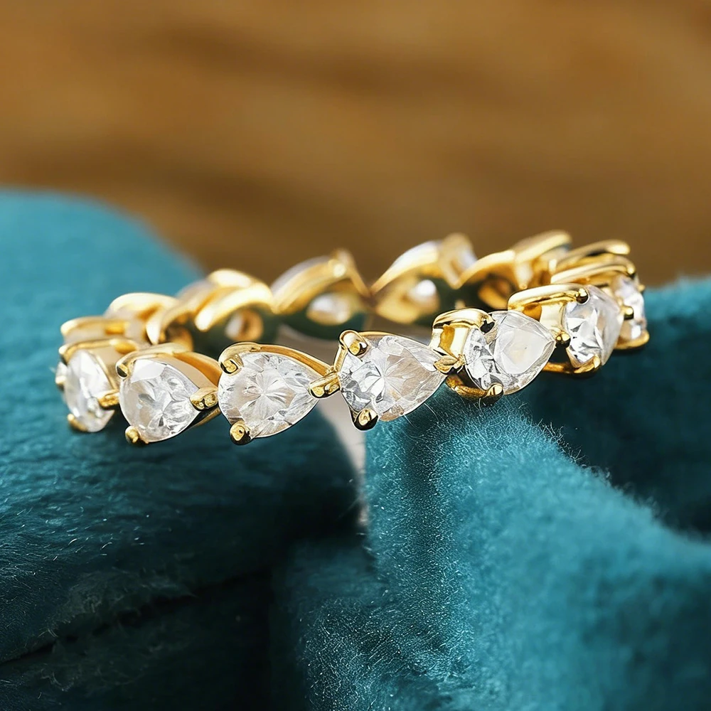 

Кольцо с муассанитом грушевидной огранки 3*5 мм для женщин, из стерлингового серебра 925 пробы, в форме капли, полностью инкрустированное, обручальное, юбилейное, ювелирное изделие