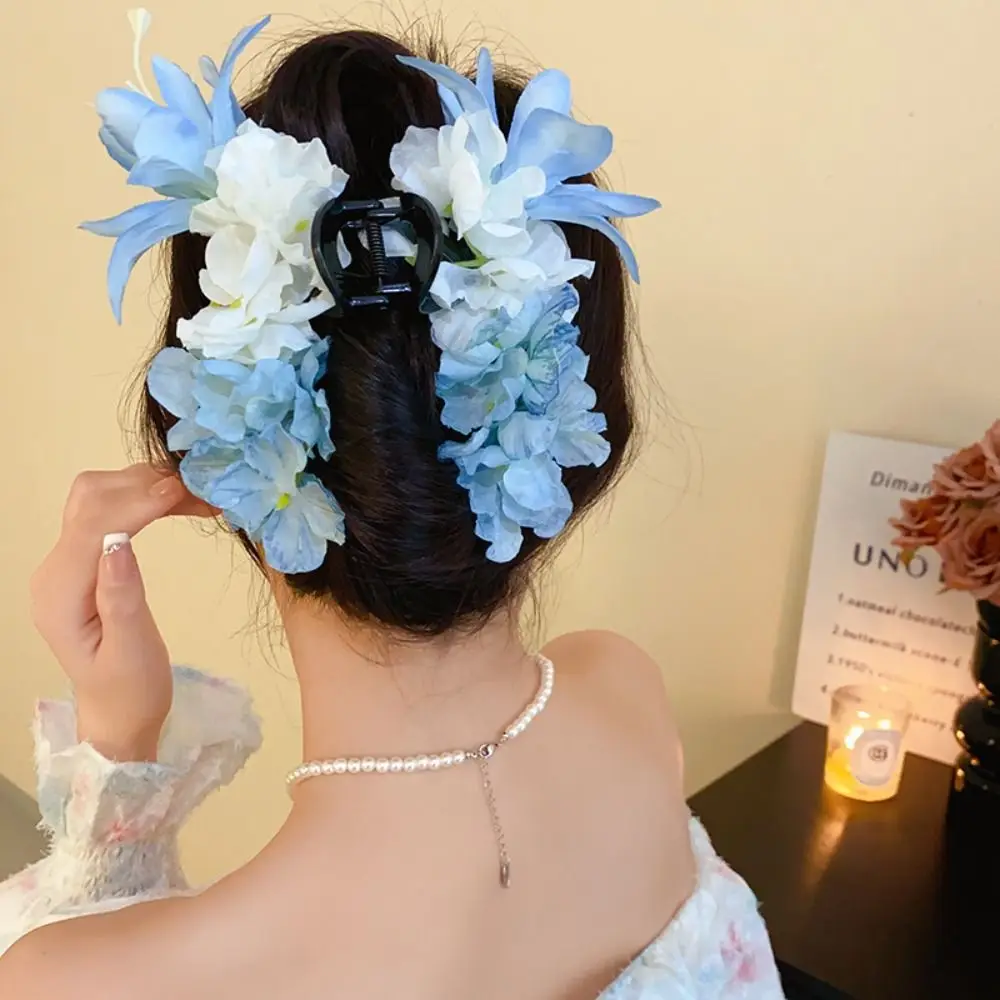 

Sweet Simulation Flower Hair Claw Elegant Ponytail Clip Bohemia Barrettes Cloth Seaside Vacation Headwear Hair Crab Clip Daily
