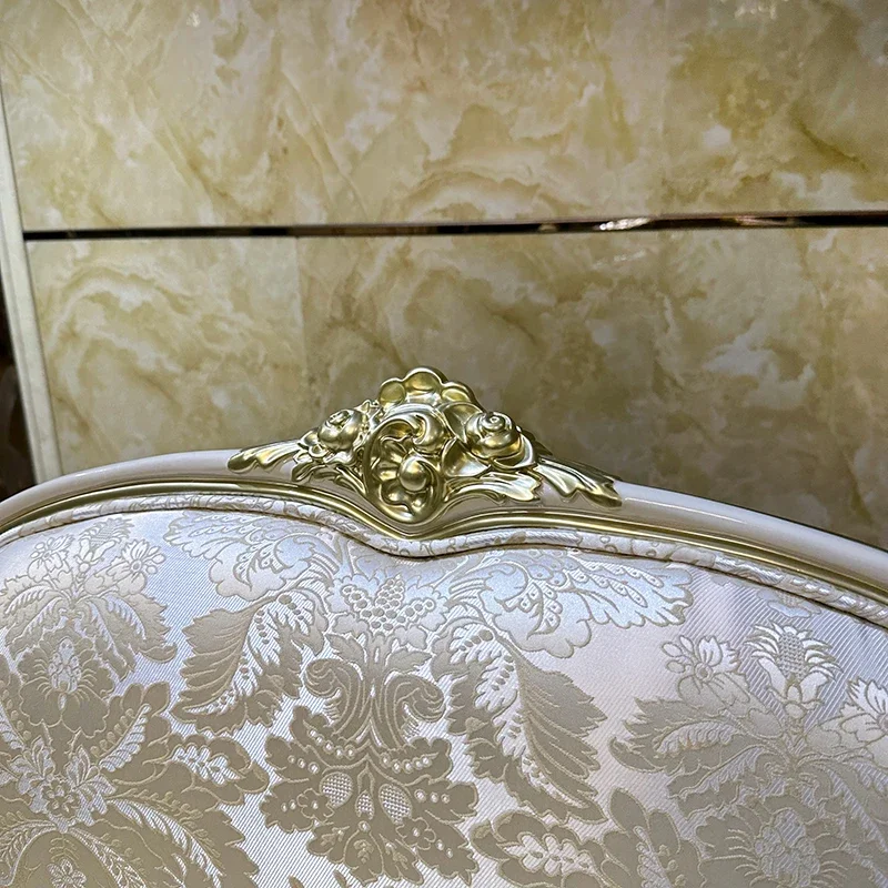 الفرنسية المحكمة نمط السرير نهاية البراز الكلاسيكية الجديدة خشب متين منحوتة غرفة المعيشة أريكة البراز غرفة نوم المطرزة السرير البراز K4050