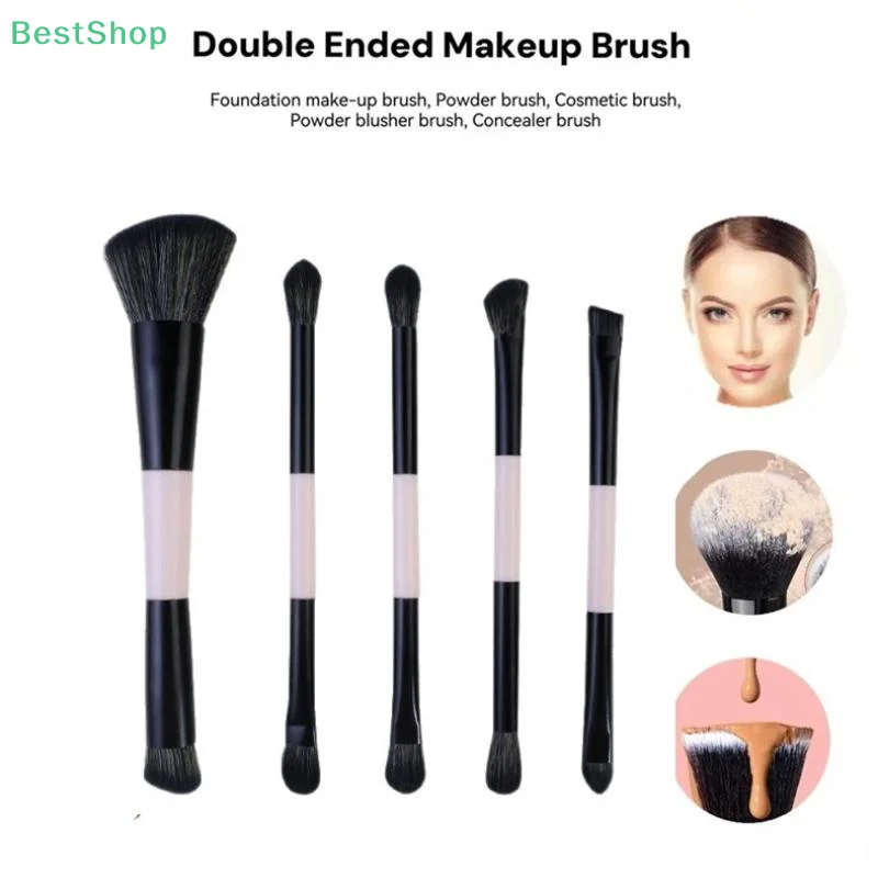 1/5 pezzi pennello per fondotinta a doppia estremità contorno professionale strumenti per trucco cosmetico fard in polvere in fibra artificiale