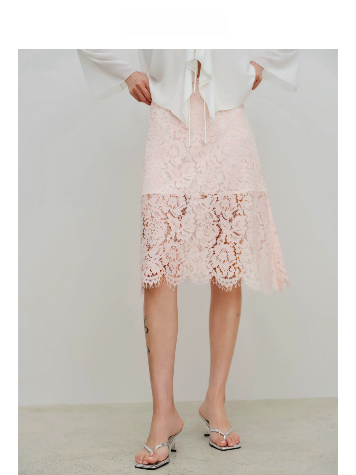 

Розовая гвоздика, кружевная юбка-миди трапециевидной формы, с низкой талией, цветочный узор, хлопчатобумажная ткань, весенний сезон Faion