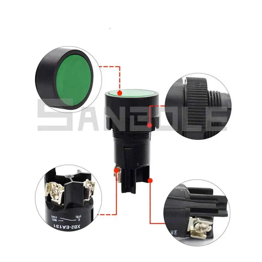10 قطعة مفتاح بـزر دفع بلاستيكي 22 مللي متر 10A إعادة لحظة مسامير محطة شقة جولة NO/NC XB2-EA142 XB2-EA131 XB2-EA121 #3